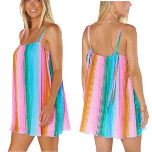 NWT Show Me Your MuMu Multicolor Rainbow Striped Sicily Mini Dress Large
